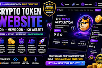 create  crypto token website, coin or meme crypto token, meme coin, ico website