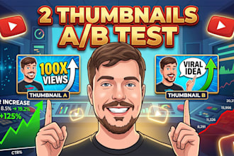 design 2 cartoon youtube thumbnails for higher CTR