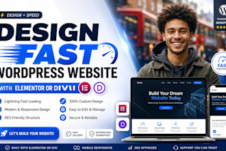 design fast wordpress website with elementor or divi