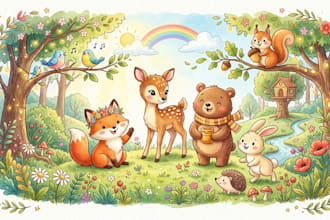 draw animals cartoon illustration