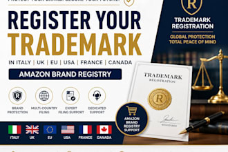 register your trademark in italy UK eu USA france canada, amazon brand registry