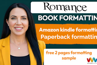 format your fiction romance book for amazon KDP ebook and paperback
