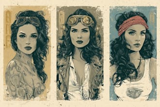 draw retro vintage illustration cartoon character