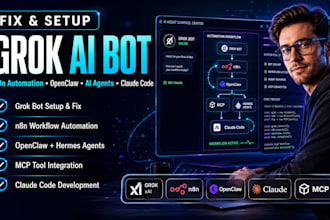 fix setup grok bot n8n workflow automation openclaw hermes agent mcp claude code