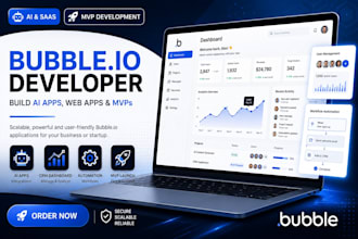 build bubble io ai saas, mvp, web app, custom CRM dashboard developer
