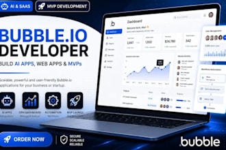 build bubble io ai saas, mvp, web app, custom CRM dashboard developer
