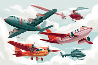 make a realistic digital illustration of an airplane