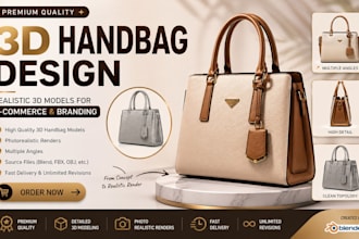 create realistic 3d handbag designs for fashion and lifestyle