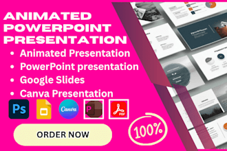 design animated presentation in powerpoint, google slides and canva presentation