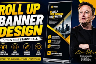 create a modern roll up banner and standee design
