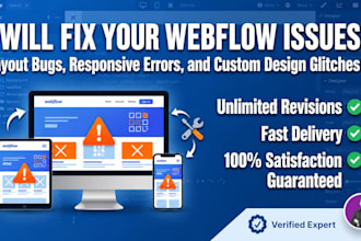 fix webflow issues, responsive bugs, and design errors