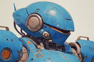 draw mecha robot,armor,gundam in anime or realism style