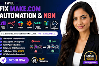 fix make com automation n8n workflow slack zapier vapi ai agent api ghl in 24hrs