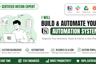 build custom notion workspace, notion dashboard, CRM and automation system