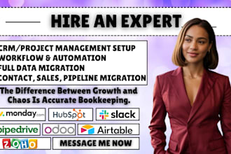 do data migration on monday crm airtable hubspot odoo crm pipedrive trello setup