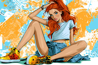 draw pop art illutration, portrait cartoon, pop art portrait