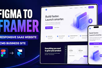 convert figma to framer, responsive saas landing page, cms business site design