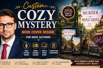 design a custom cozy mystery book cover for indie authors