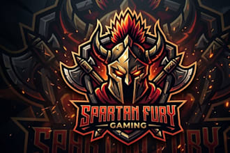 design fierce spartan helmet gaming logo