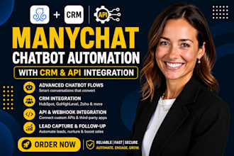 build advanced manychat chatbot automation with CRM and API integration