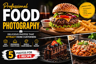 provide professional food photograph for restaurant and cafe