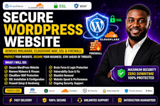 secure wordpress website, remove malware, cloudfare waf, ssl and firewall