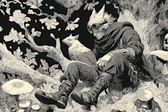 create dark art, metal, gothic illustration