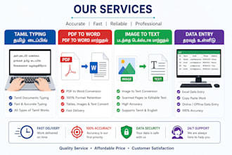 do tamil typing,PDF to word,image to text and data entry