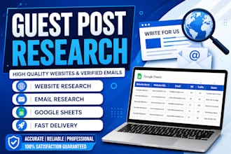 do guest post research, website research, email research