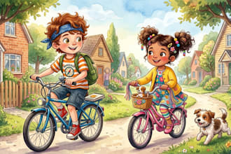 children book illustration, watercolor story book illustration, book design
