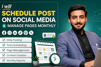 schedule post on social media and manage pages monthly