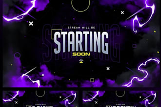 design animated twitch stream overlay, kick stream overlay and twitch logo