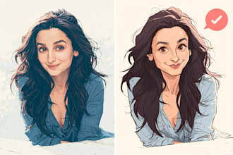 draw caricature cartoon vector portrait from your photo