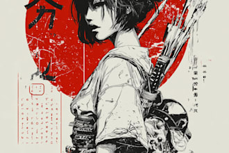 create japanese art for t shirt illustration