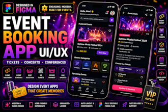 design premium event booking ticketing mobile app UI UX in figma