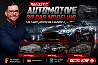 create realistic automotive 3d car modeling for games, rendering and animation