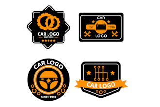 make steering wheel, tire, and automobile modification logo
