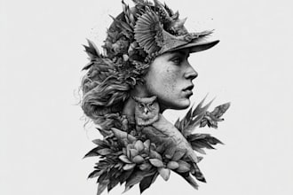 draw simple black and white illustration