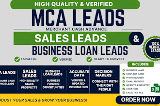 provide merchant cash advance mca leads sales lead and business loan leads