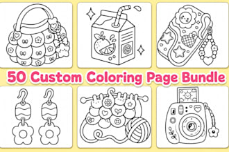 create a custom 50 bold and easy coloring page bundle