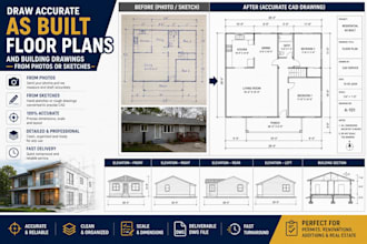 draw accurate as built floor plans and building drawings from photos or sketch