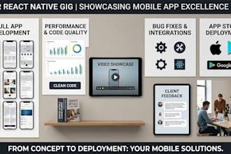 develop a custom react native mobile app for ios and android