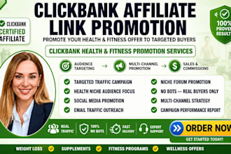 promote clickbank health and fitness affiliate niche, affiliate link for sales