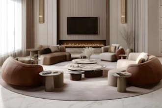 design modern living room interior with realistic 3d rendering