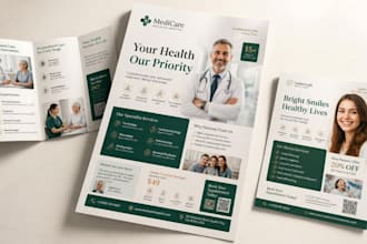 create custom leaflet design, professional medical flyer, and dental flyer