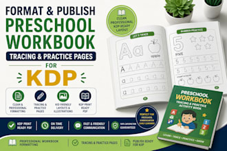 format and publish amazon KDP preschool workbook tracing and practice pages kdp