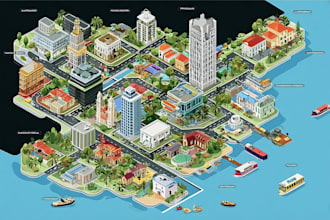 create 2d isometric illustration or map