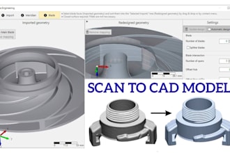 do reverse engineering from 3d scan, stl, obj to cad model for manufacturing