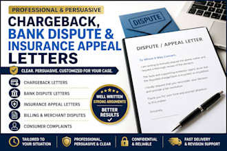write chargeback letters, insurance appeal and bank dispute