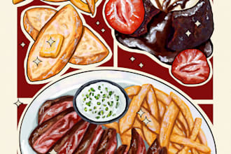 create food art illustrations for your food business